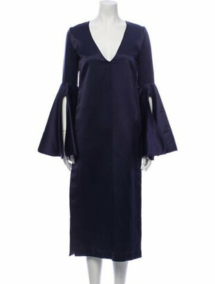 Ellery Silk Midi Length Dress Blue
