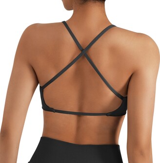 DOULAFASS Sports Bras for Women Strappy Sexy Cute Cross Back Light Support  Workout Yoga Bra Tops with Removable Cups - ShopStyle