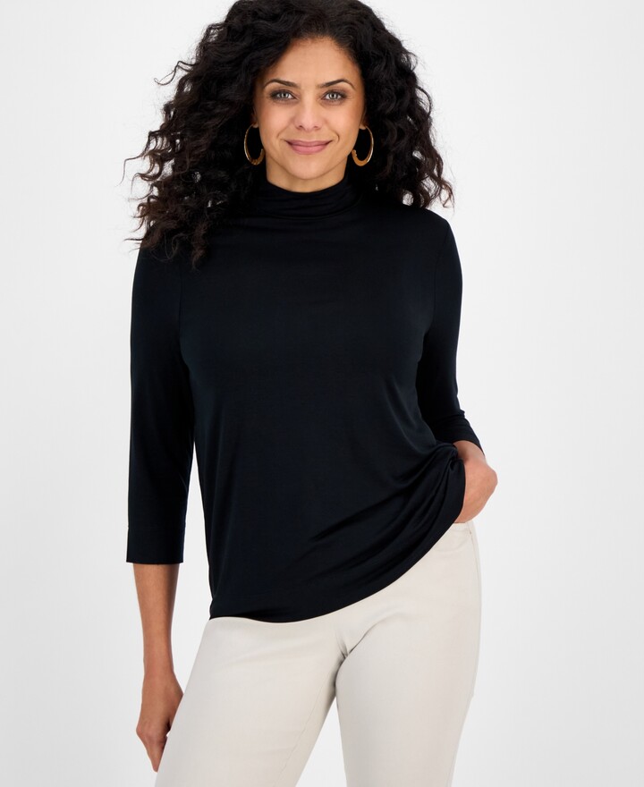 JM Collection Women's Mock-Neck 3/4-Sleeve Top, Macy's Exclusive
