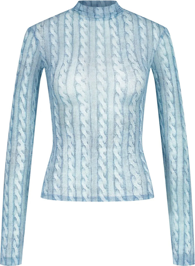 AVAVAV Printed Cable-Knit Turtleneck Top