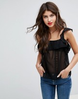 Thumbnail for your product : Asos Design ASOS Ruffle Cami with Lace Insert