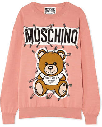 Moschino Teddy Intarsia Cotton Sweater - Antique rose