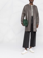 Thumbnail for your product : Fabiana Filippi Long-Sleeve Leather Coat