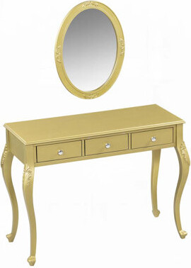 Luxury Makeup Vanity Desk with Oval Mirror, 3-Drawer Dressing Table for Jewelry Storage, Elegant Console Table for Entryway, Living Room & Bedroom, St