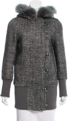ICB Fur-Trimmed Wool-Blend Jacket