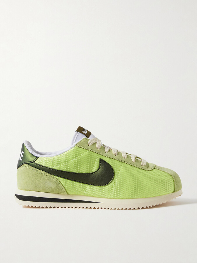 Nike Cortez Leather And Suede-trimmed Mesh Sneakers - Yellow