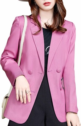 SUSIELADY Womens Casual Blazer Fashion Work Blazer Office Jacket Long Sleeves Open Front Outfits for Women Blue