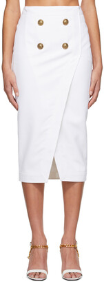 Balmain White Serge Wrap Skirt
