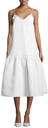 Co Silk-Blend Drop-Waist Cami Dress, White