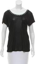 Thumbnail for your product : Saint Laurent Leather-Trimmed Silk Top