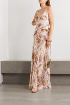 Thumbnail for your product : Paco Rabanne Lace-trimmed Paisley-print Satin Camisole - Blush - FR40