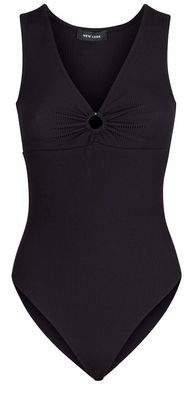 New Look Black Ruched Ring Front Bodysuit