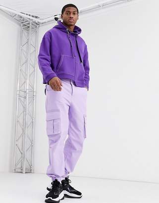 Reclaimed Vintage purple hoody with stepped hem