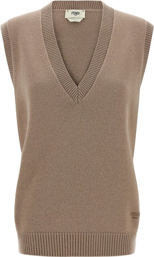 Fendi Logo Embroidered Knit Vest