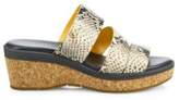 Thumbnail for your product : Cole Haan Allesa Grand Snake-Print Leather Cork Wedge Slides