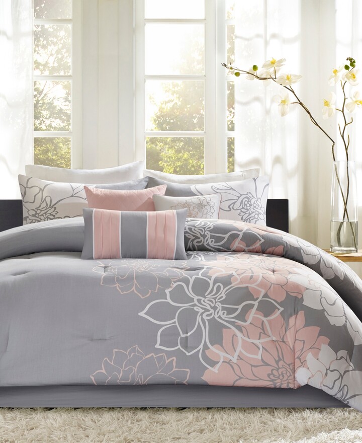 Madison Home USA Lola 6-Pc. Duvet Cover Set King/California King - Taupe Grey/Yellow