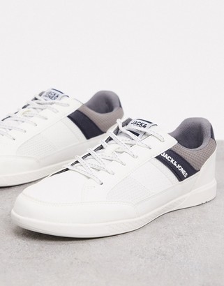 Jack and Jones sneaker with side stripe logo in white - ShopStyle