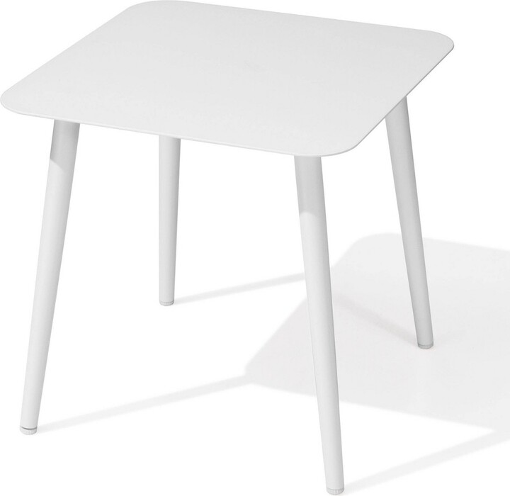 Aluminum Outdoor Square Side Table with Adjustable Feet White