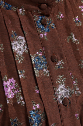 Paul & Joe Ruffle-trimmed metallic floral-jacquard mini dress