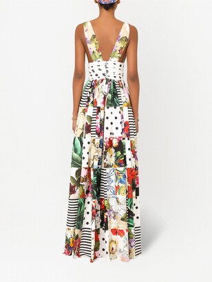 Dolce & Gabbana Mix Print Long Dress