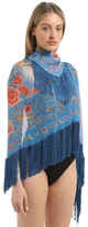 Thumbnail for your product : Roberto Cavalli Fringed Floral Print Silk Chiffon Shawl