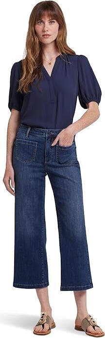 NYDJ Coco Relaxed Wide Leg Crop Jeans in Rio Rapids Women's Jeans Rio Rapids : 4 25.5, Cotton/Denim/Elastane