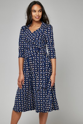 Wallis **Jolie Moi Navy Geometric Print Wrap Dress