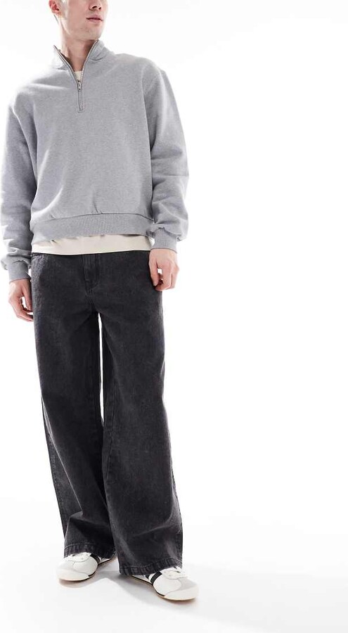 Another Influence wide leg denim jeans in washed black