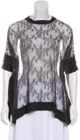 Thumbnail for your product : Valentino Knit-Trimmed Lace Top