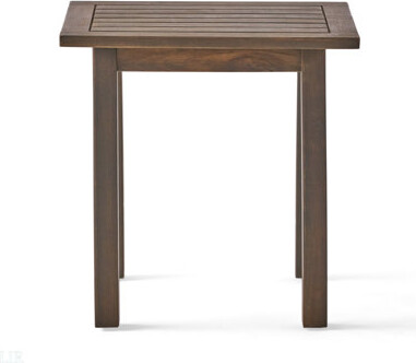 Latitude Run Acacia Wood Accent Side Table In PU Weather-Resistant Rectangular End Table For Patio Garden Lawn End Table