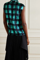 Thumbnail for your product : Dries Van Noten Checked Flocked Paneled Crepe De Chine And Satin Blouse - Black