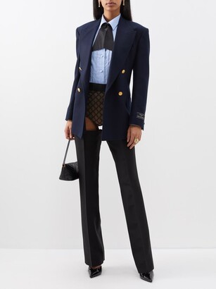 Gucci Garter-panel Gg-jacquard Wool-blend Trousers