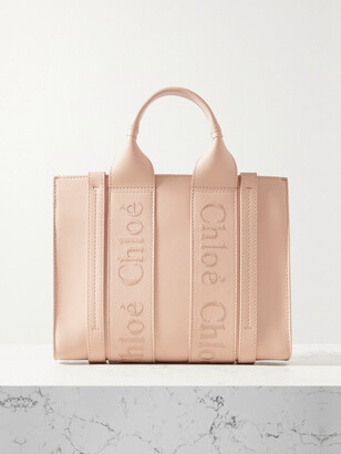 Chloé Woody Small Embroidered Leather Tote - Pink - ShopStyle