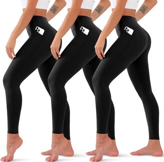 QUXIANG 3 Pack High Waisted Leggings for Women No See Through Yoga