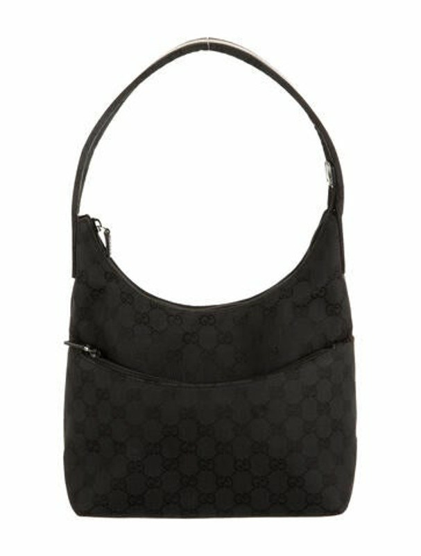 Gucci GG Canvas LeatherTrimmed Hobo Bag Black ShopStyle