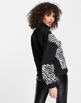 Thumbnail for your product : Qed London high neck sweater in animal print