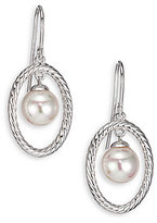Thumbnail for your product : Majorica 10MM White Pearl Rope Oval Drop Earrings/Silvertone