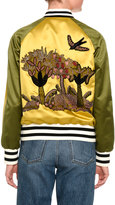 Thumbnail for your product : Valentino Embroidered Bicolor Bomber Jacket, Gold