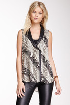 Thumbnail for your product : Patterson J. Kincaid Printed Juniper Leather Trim Blouse