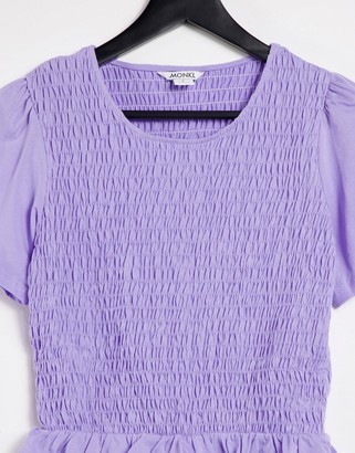 Monki shirred top in lilac