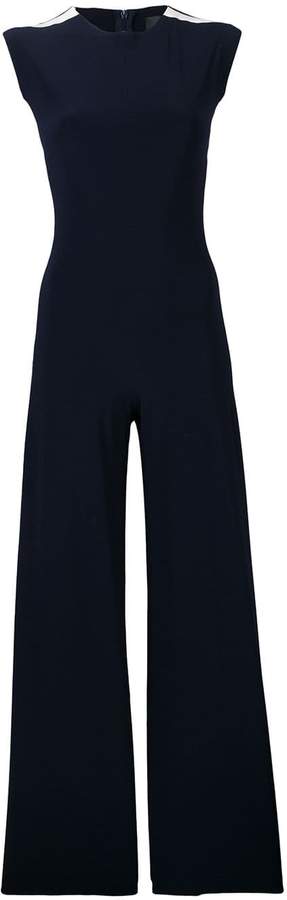 Norma Kamali racing stripe flare jumpsuit