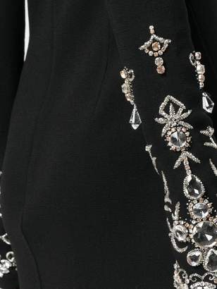 Oscar de la Renta crystal embellished sleeve dress