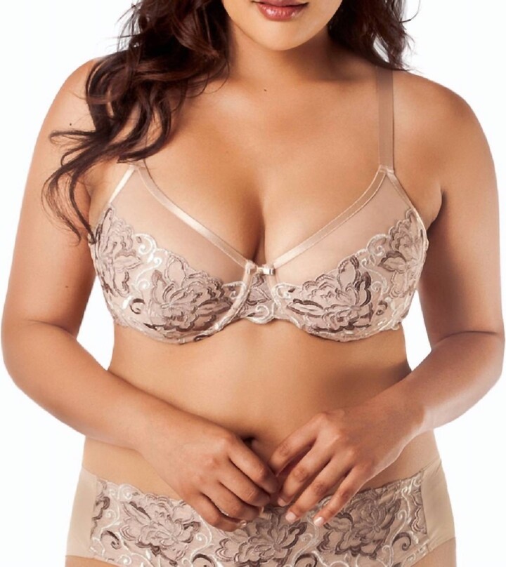 Curvy Couture Women's Sheer Mesh Full Coverage Unlined Underwire Bra  Chantilly 44c : Target