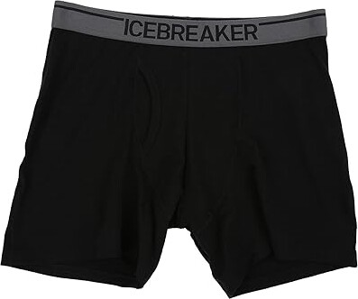 Icebreaker Anatomica Merino Boxers w/ Fly Men's Underwear Black/Monsoon : SM, Satin/Wool/Elastane