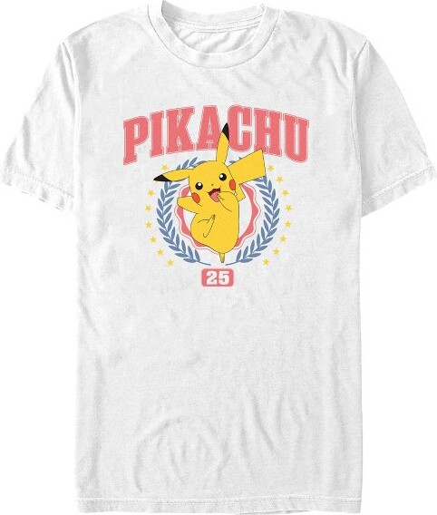 Pokemon MensPokemonHappyCollegiatePikachuTShirt-White-XLarge