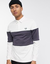 Thumbnail for your product : Fred Perry rugby colour block polo in white and grey
