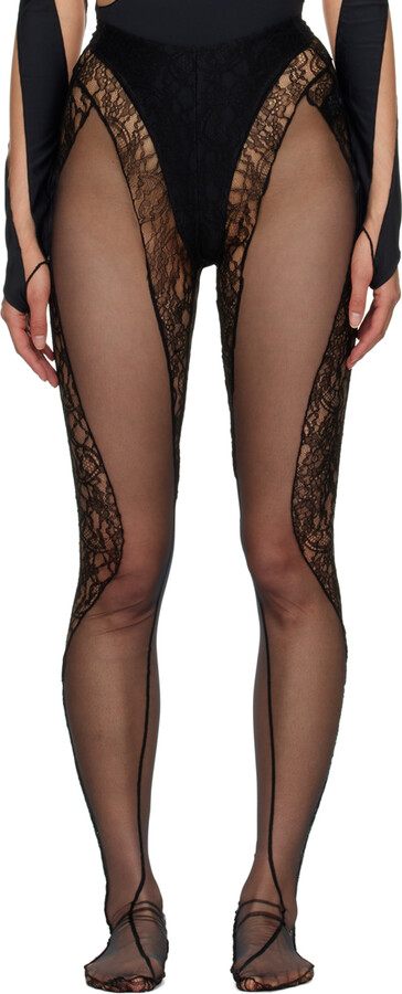 Thierry Mugler Black Swirling Star Tights - ShopStyle Hosiery