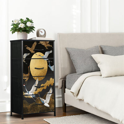 4 Drawer Dresser for Bedroom, Narrow Chest of Drawers, Wooden Top and Study Iron Frame 18"x37.5"-(WxH)