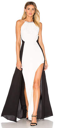 Halston Halter Colorblock Gown in Black & White. - size 0 (also in )