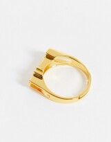 Thumbnail for your product : Image Gang Curve adjustable Aquarius horoscope ring in gold plate